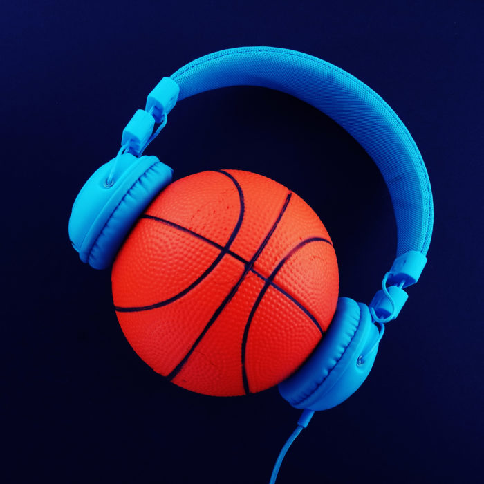 Headphones on a basketball