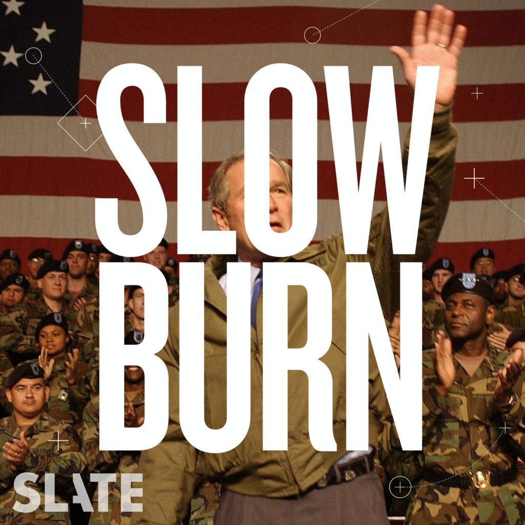 Slow Burn podcast art, the third season covers two of the biggest celebrity murders in recent history