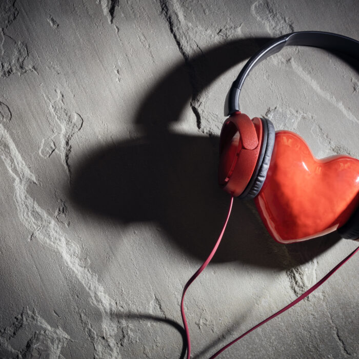 Headphones and red heart