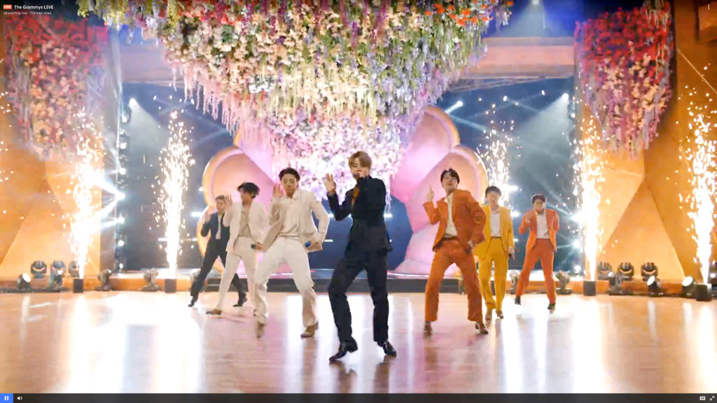 BTS performing at the 63rd annual Grammy's