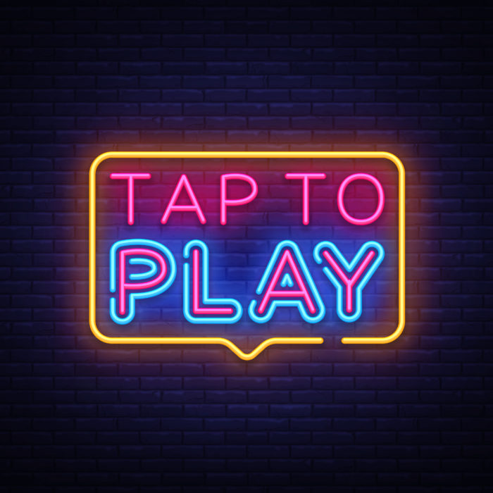 tap to play neon sign