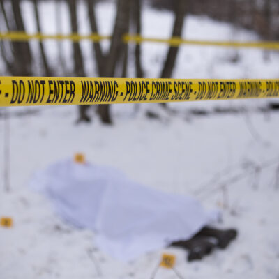 crime scene in the snow